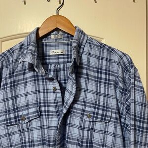 Peter Millar Navy and White Checkered Men's Shirt